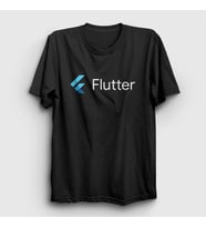 Presmono Unisex Beyaz Logo Flutter Yazılım Programlama T-Shirt 442678tt (Siyah)
