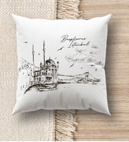 BK Gift İstanbul Tasarımlı Beyaz Kırlent Yastık, Ev Hediyesi, Ev Dekorasyonu, Dekoratif Hediye (Model 2)
