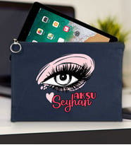 BK Gift Kişiye Özel İsimli-5 Tablet Çantası 30x21cm(12 Renk Seçeneği), Ipad Çantası, Baskılı Tablet Kılıfı (Lacivert)