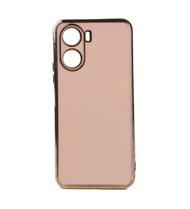 Vivo Y16 Kılıf Kenarları Gold Kamera Korumalı Renkli Pastel Silikon Siyah BARK (Rose - Gold)