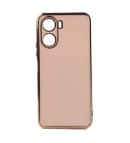 Vivo Y16 Kılıf Kenarları Gold Kamera Korumalı Renkli Pastel Silikon Siyah BARK (Rose - Gold)