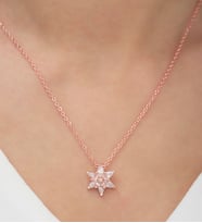 Rose Altın Kaplama Zirkon Taşlı Lotus Çiçeği Kadın Kolye (Beyaz)