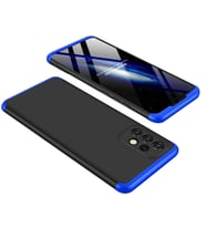 Samsung Galaxy A32 4G Kılıf 3 Parça Slim Sert Silikon Kapak AYS (Siyah-Mavi)