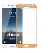 Galaxy C8 Ekranı Tam Kaplayan Düz Cam Koruyucu (Gold)