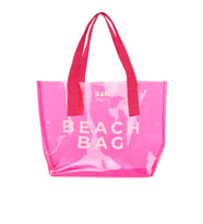 BAGMORİ Beach Bag Baskılı Şeffaf Plaj Çantası (Fuşya)