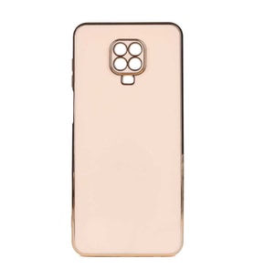 Xiaomi Redmi Note 9S Kılıf Kenarları Gold Kamera Korumalı Renkli Pastel Silikon Açık Yeşil BARK (Rose - Gold)