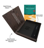 Kişiye Özel Kitap Ajanda Kalem Seti (Kitap Formunda Ahşap Kutulu) (Model 3)