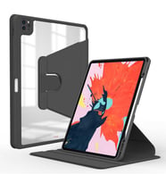 iPad Pro 11 2020 (2.Nesil) Kılıf Kalem Bölmeli Dönebilen Standlı Silikon (Siyah)
