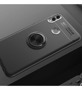 Huawei Honor 8C Kılıf Yüzüklü Magnetli Ravel Case (Siyah)