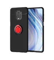 Xiaomi Redmi Note 9 Pro Kılıf Yüzüklü Magnetli Ravel Case (Siyah-Kırmızı)