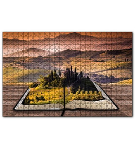 Cakapuzzle  Açık Kitap Fantezi Tepeler  Puzzle Yapboz MDF (Ahşap) (1000 Parça)