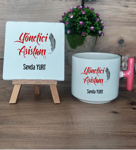Yönetici Asistanı Hediye Seti Kupa Bardak T Kulplu ve Dekoratif Taş Kişiye Özel Hediye (Model 4)
