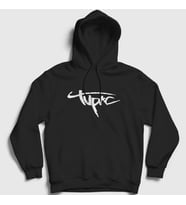 Presmono Unisex Gri Logo Tupac Shakur Kapüşonlu Sweatshirt 46280tt (Siyah)