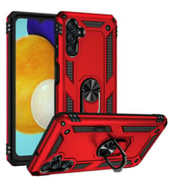 Samsung Galaxy A04S Uyumlu Kılıf Standlı Manyetik Yüzüklü Military Magnetic Ring Polycarbonate and TPU Case (Kırmızı)
