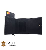 ALC Collection Hakiki Deri Mekanizmalı Renk Seçenekli Kadın ve Erkek Kartlık Cüzdan (Siyah)
