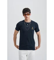 Smart Devil Erkek Baskı T-Shirt (Lacivert)