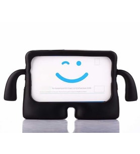 Apple iPad 9.Nesil 10.2 İnç 2021 Uyumlu Kılıf Case, Tutma Kollu ve Standlı Yumuşak Dokulu Ultra Koruyucu Çocuk Tablet Silikon Kılıf (Siyah)