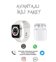 Watch 7 Series Yeni Nesil Smart Watch T700 S Tüm Akıllı Telefonlarla Uyumlu Akıllı Saat Ve i12 Kablosuz Bluetooth Kulaklık (Beyaz)