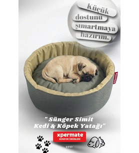 XPERMATE Sünger Simit Küçük Irk Köpek Yatağı Ve Kedi Yatağı 45 Cm VE 55 CM (Antrasit)