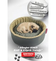 XPERMATE Sünger Simit Küçük Irk Köpek Yatağı Ve Kedi Yatağı 45 Cm VE 55 CM (Antrasit)