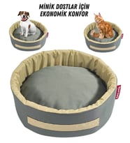 XPERMATE Sünger Simit Küçük Irk Köpek Yatağı Ve Kedi Yatağı 45 Cm VE 55 CM (Antrasit)