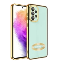 Galaxy A33 5G Kılıf Kamera Korumalı Logo Gösteren Omega Kılıf (Gold)