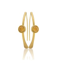 Kadir Jewellery 22 Ayar Altın Kaplama Kadın Taşlı Küpe -El İşçiliği Ve Hipoalerjenik Küpe (Sarı)