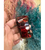 OTANTİK İŞLEME KEMİK BİLEZİK HİNT TASARIM ÇAP 7 CM EN 5 CM KADIN BİLEKLİK (Kırmızı)