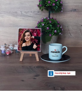 Paramedik Fotoğraflı Dekoratif Taş, Ahşap Altlıklı Türk Kahvesi Fincanı Hediye (Model 7)