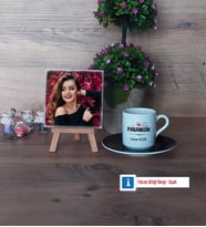 Paramedik Fotoğraflı Dekoratif Taş, Ahşap Altlıklı Türk Kahvesi Fincanı Hediye (Model 7)