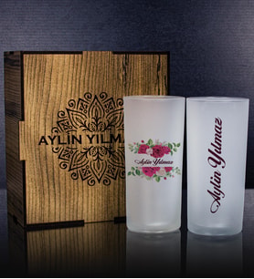 eJOYA Kişiye Özel Kutusunda 2'li Rakı Bardağı Hediye Seti 107182 (Turkuaz)