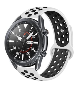Huawei GT2 46mm KRD-02 Suya Dayanıklı Delikli Renkli Silikon Kordon (Beyaz-Siyah)