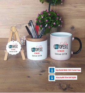 Ortopedi Uzmanı Hediye Sepeti Kalemlik, Kupa Bardak Sihirli, Ahşap Anahtarlık Hediye (Model 1)