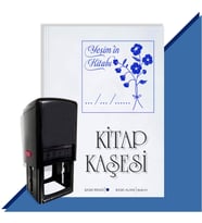 Kişiye Özel Çiçek Buketi 7 Tarihli Otomatik Kitap Kaşesi (Mavi)