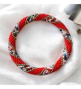 Chibeads Üç Renk Kombin Kadın Bileklik (Kırmızı)