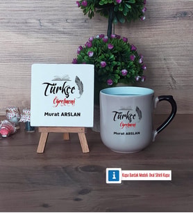 Türkçe Öğretmeni Dekoratif Taş, Kupa Bardak Kırmızı Hediye Öğretmenler Günü Hediyesi (Model 9)