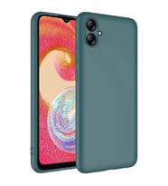 Samsung Galaxy A04E Kılıf Kamera Korumalı iÇi Süet Dokulu Lansman Tipi Silikon (Koyu Yeşil)