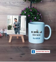 Sosyoloji Öğretmeni Fotoğraflı Dekoratif Taş, Kupa Bardak Beyaz Hediye Öğretmenler Günü Hediyesi (Model 1)