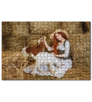 Cakapuzzle Samanlıktaki Genç Kız Oğlaklar Görseli  Puzzle Yapboz MDF (Ahşap) (255 Parça)