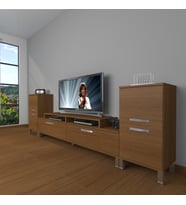 Decoraktiv Ekoflex On2 Slm Krom Ayaklı Tv Ünitesi Tv Sehpası (Ceviz)