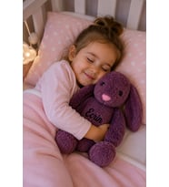 Kişiye Özel İsim Baskılı Uyku Arkadaşım Tavşan 45 cm Peluş Tavşan (MÜRDÜM)