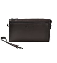 KANGAROO KINGDOM Hakiki Deri Siyah Erkek Portföy & Clutch El Çantası 8822-S (Kahverengi)