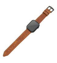 İsminizin Baş Harflerine Özel Deri Gümüş Harfli Apple Watch Saat Kordonu - Haki (Camel)