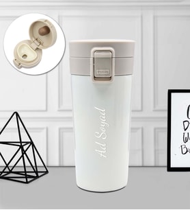 Kişiye Özel 350 ML Kilitli Çelik Termos (Beyaz)
