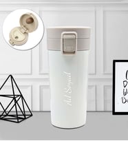 Kişiye Özel 350 ML Kilitli Çelik Termos (Beyaz)