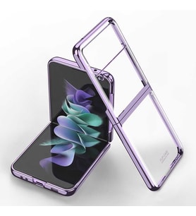 Galaxy Z Flip 3 Kılıf Zore Kıpta Metal Görünümlü İnce Kılıf (Mor)