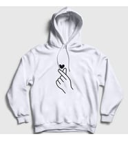 Presmono Unisex Gri Finger Heart Bts Kapüşonlu Sweatshirt 266527tt (Beyaz)