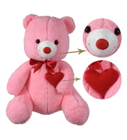 Sevgiliye Özel HEDİYE- 80 cm Kalp Tutan, Oturan Sevimli Peluş Ayı (Pembe)