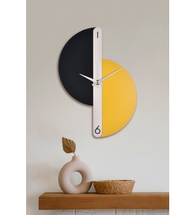Dekoratif Ahşap Duvar Saati 55 Cm - Pablo (Siyah - Sarı) (Siyah-Sarı)