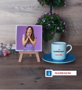 Odyometrist Fotoğraflı Dekoratif Taş, Ahşap Altlıklı Türk Kahvesi Fincanı Hediye (Model 5)